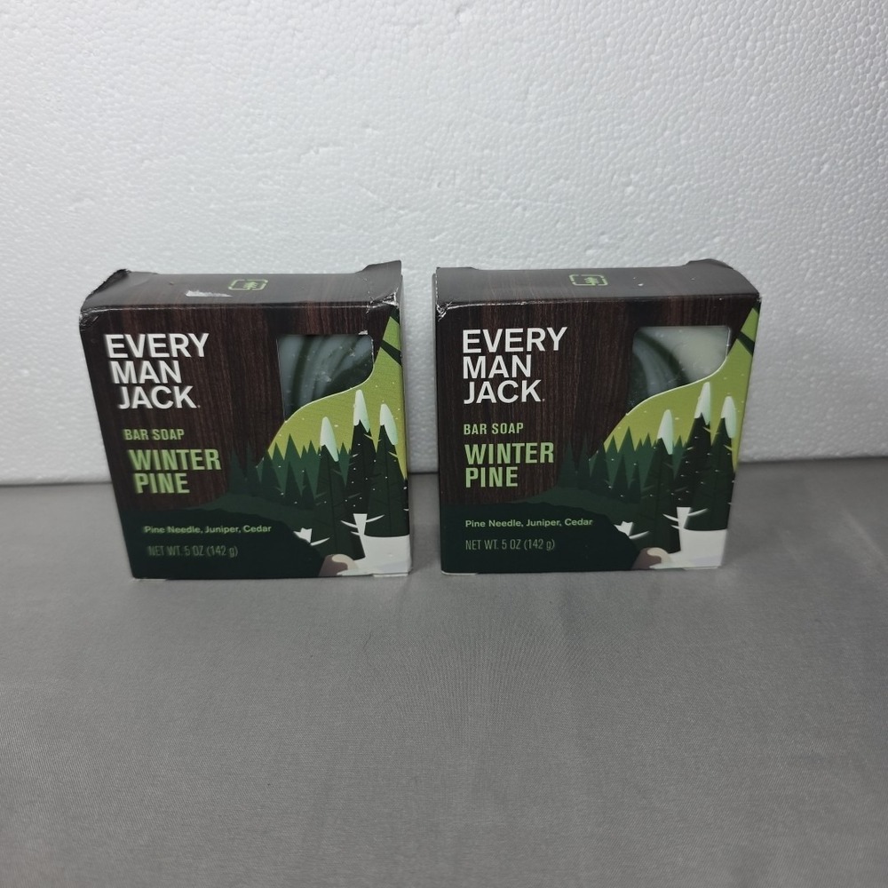 Every Man Jack Men's Bar Soap - Winter Pine Holiday Scent Lot Of 2‎